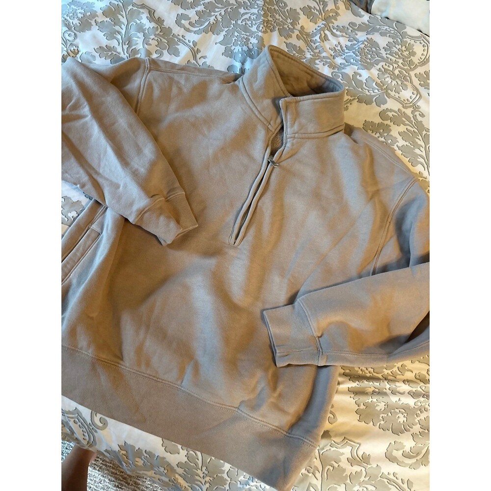 Abercrombie Soft A&F Essentials Gray Quarter Zip Pullover Sweatshirt